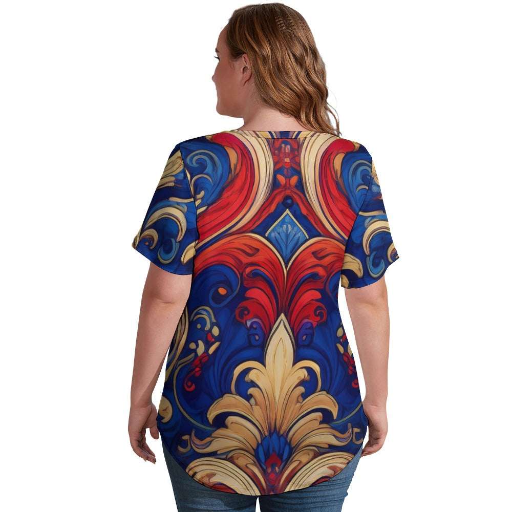 V Neck Short-sleeve Shirt Inkedjoy