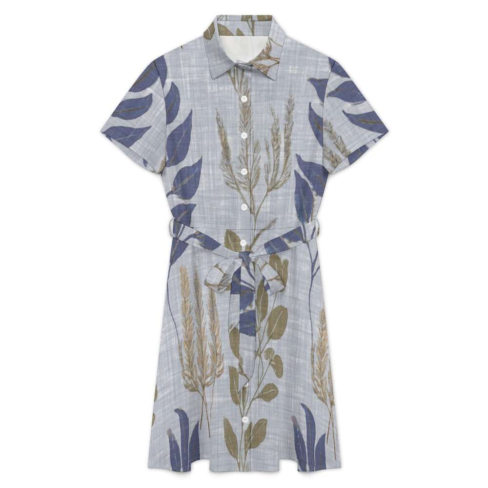 Short-sleeved collared dress Inkedjoy