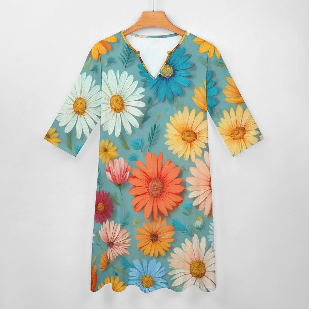 Daisy Print Dress Inkedjoy