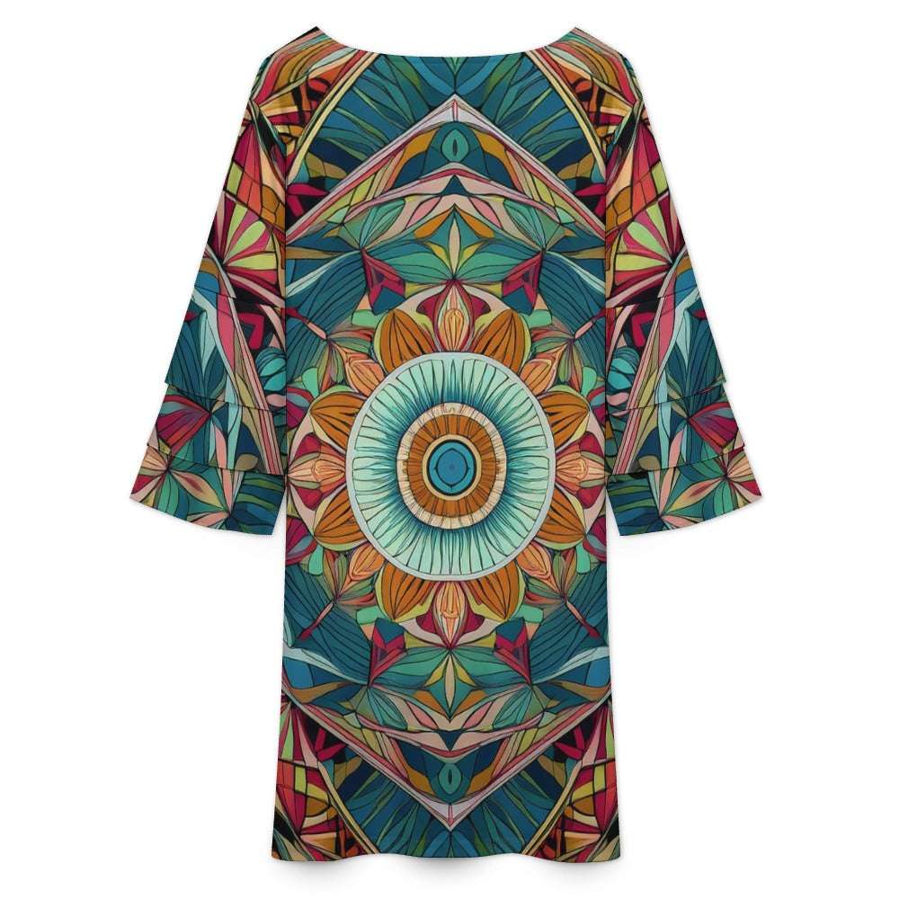 Lotus leaf sleeve dress Inkedjoy
