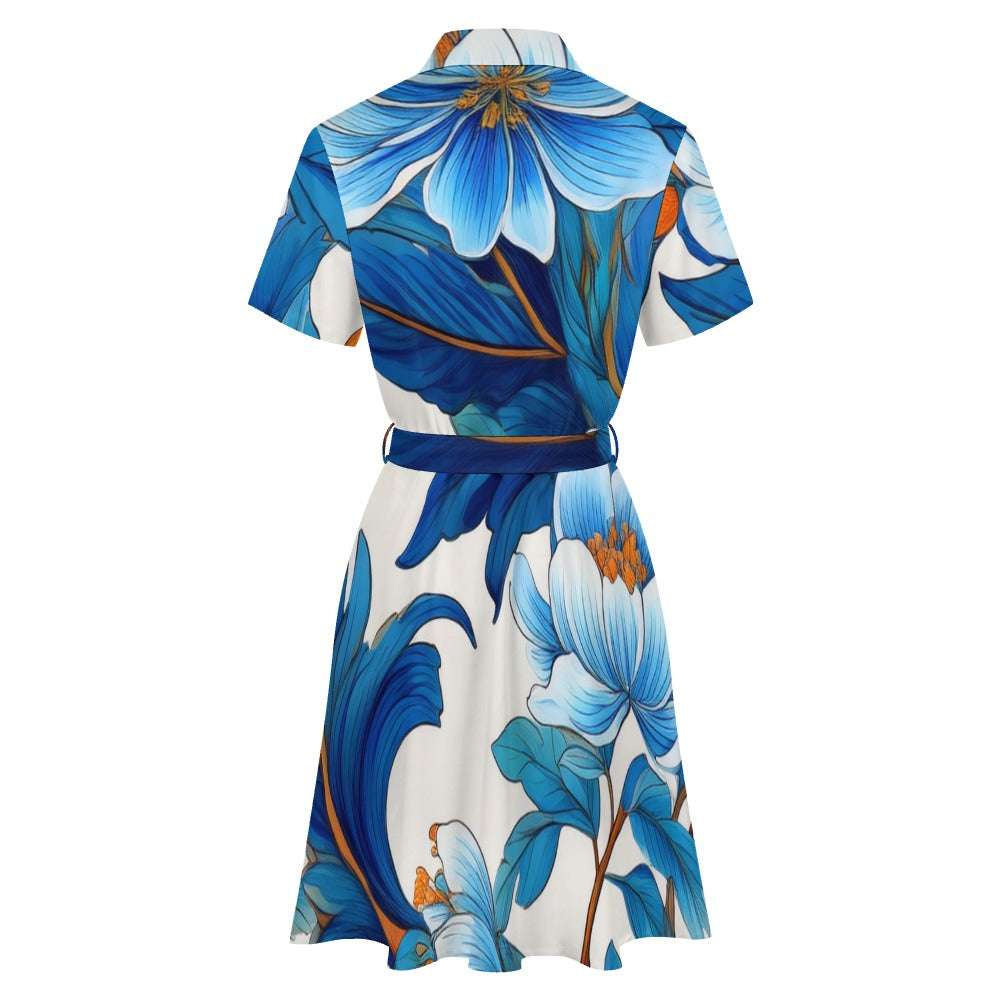Short-sleeved collared dress Inkedjoy