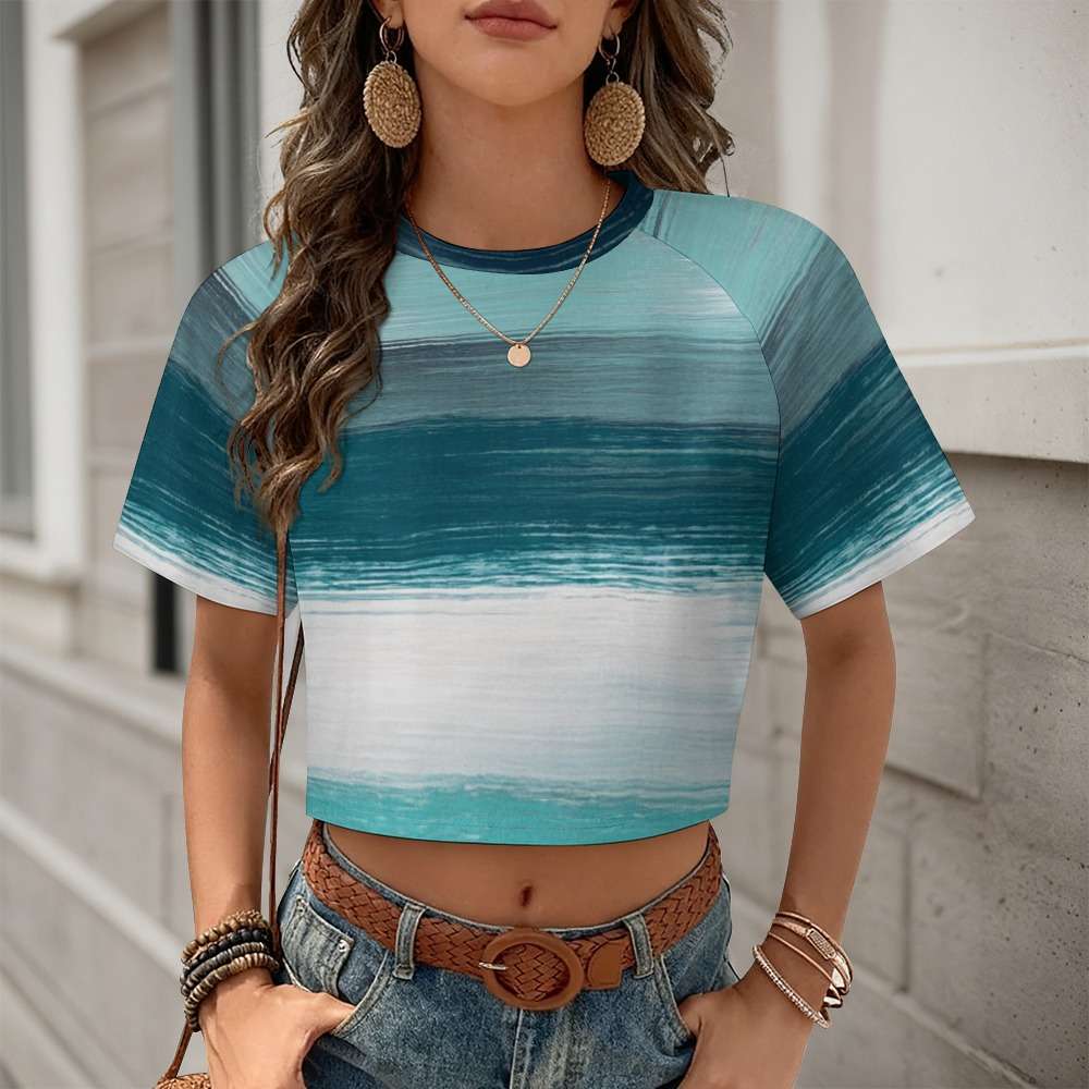 Crop Top Short-Sleeve T-Shirt with Stripes Inkedjoy
