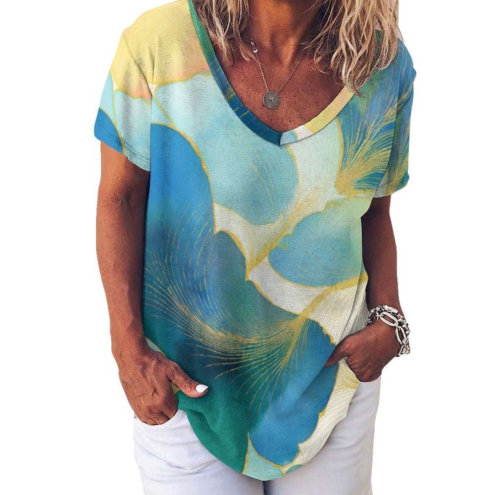 V Neck Short-sleeve Shirt Inkedjoy