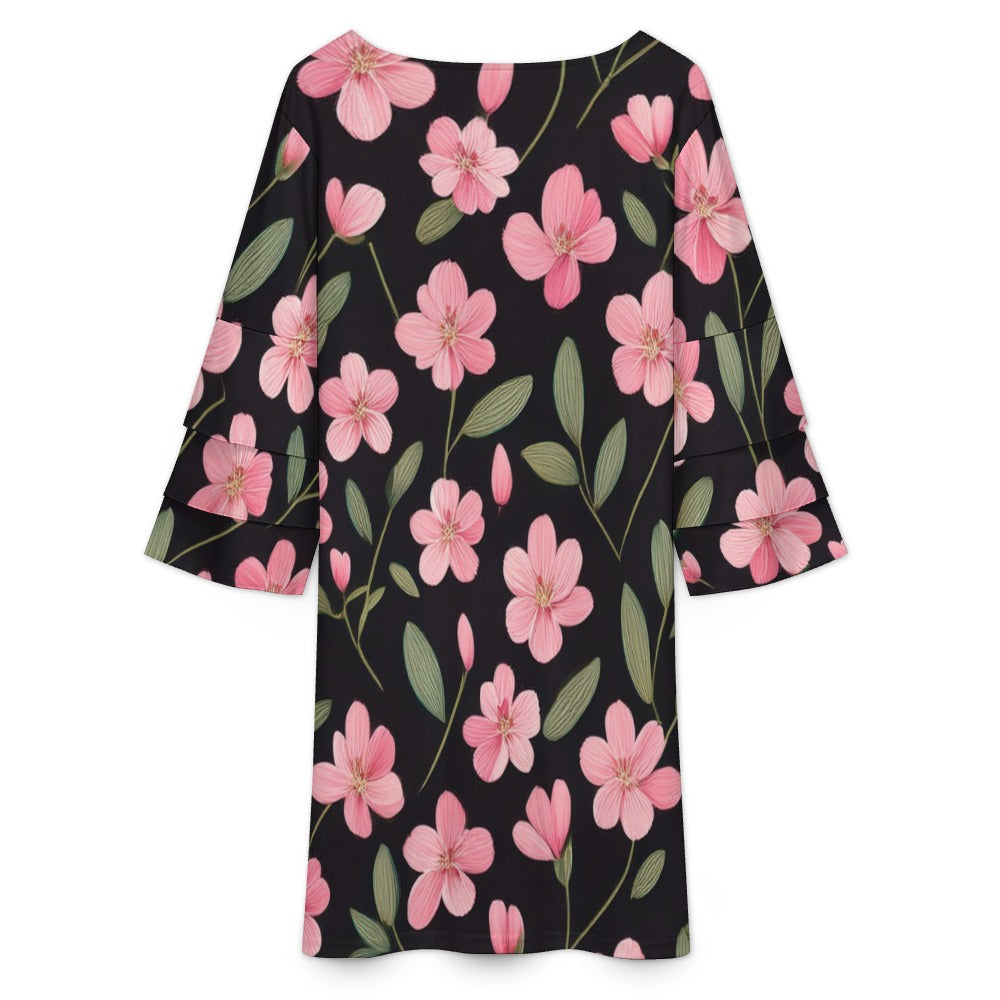 Lotus leaf sleeve dress Inkedjoy