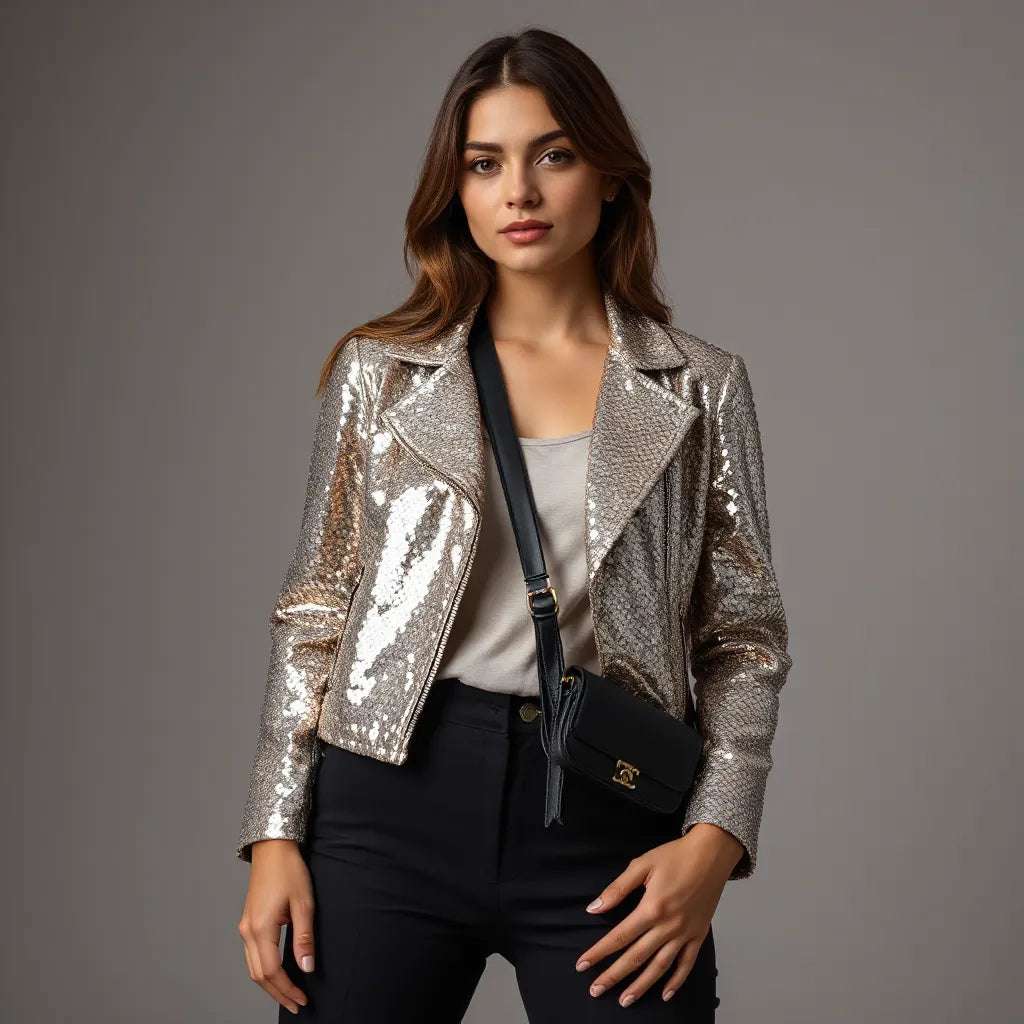 Sequin Small Jacket Styling Tips for Day to Night London Look