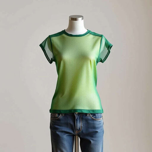 How to Style a Gradient Green Mesh Top for Any Day