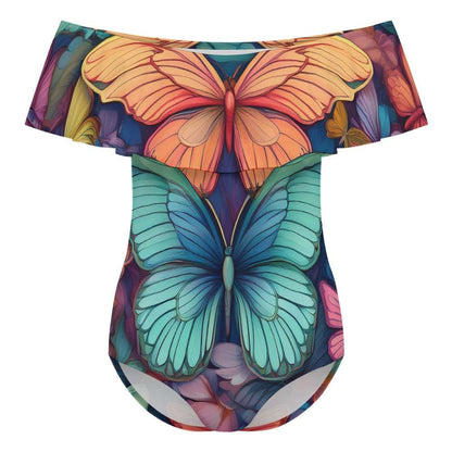 Off-Shoulder One-Piece Swimsuit Inkedjoy