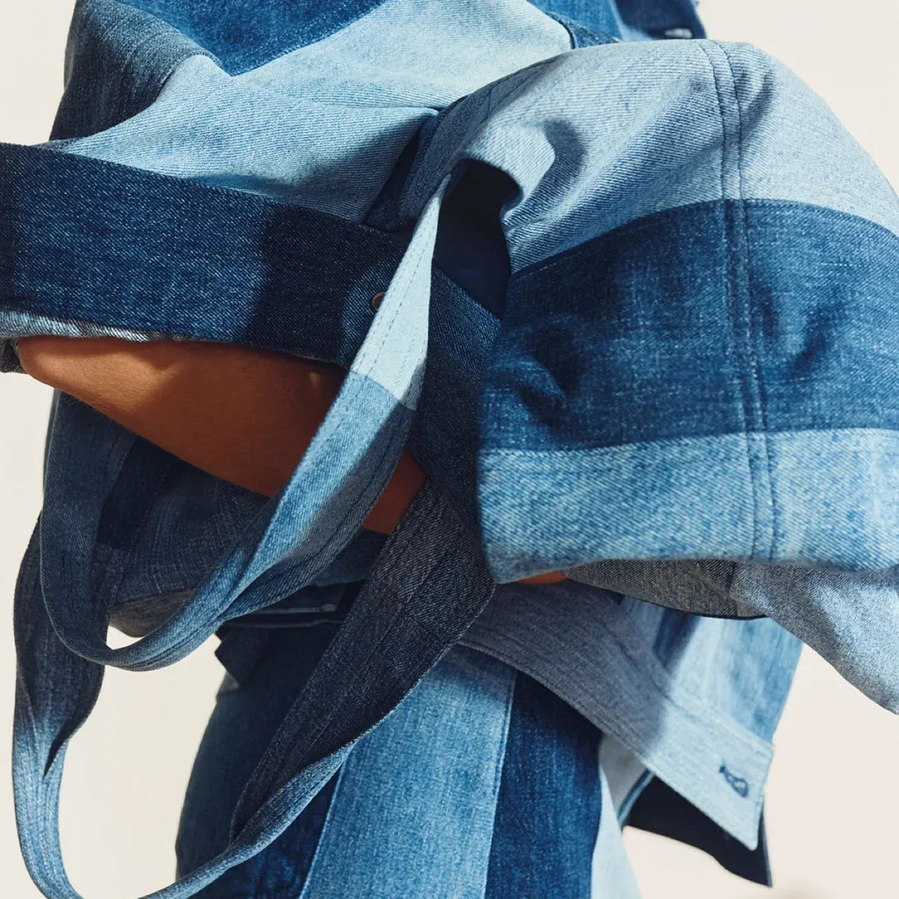 Spring Summer New Women's Color-matching Stitching Denim Bag Adult Versatile Large-capacity Shopping Bag Ladies Tote Bag - London Look