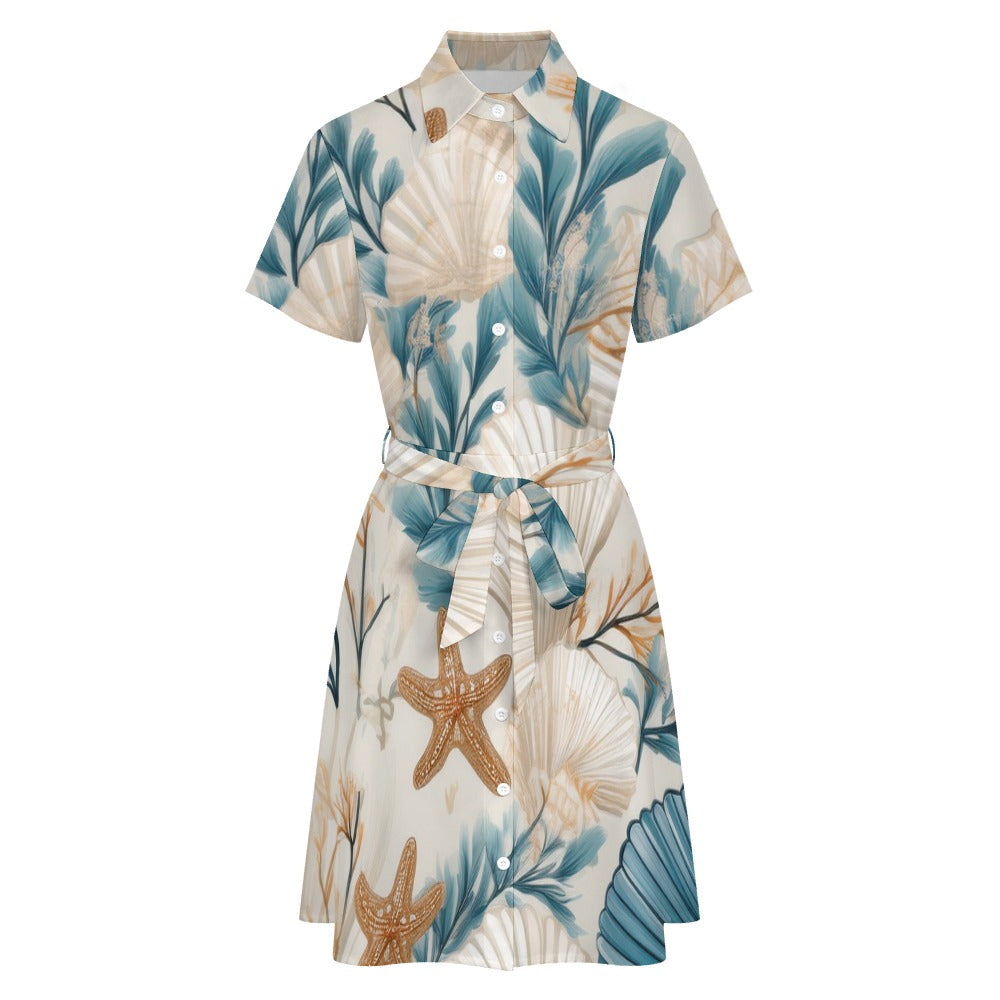 Short-sleeved collared dress Inkedjoy