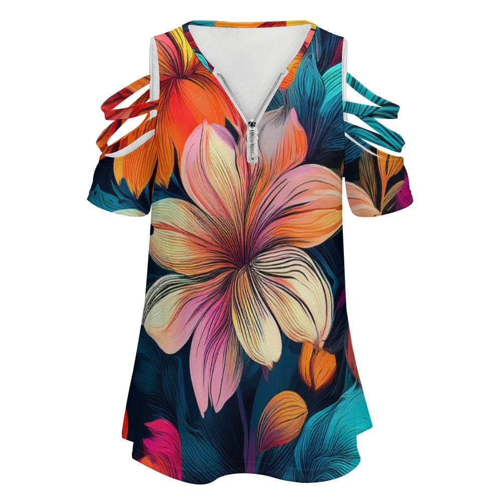 Zip Off Shoulder Top Inkedjoy