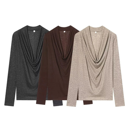 Casual Lyocell pleated T-shirt