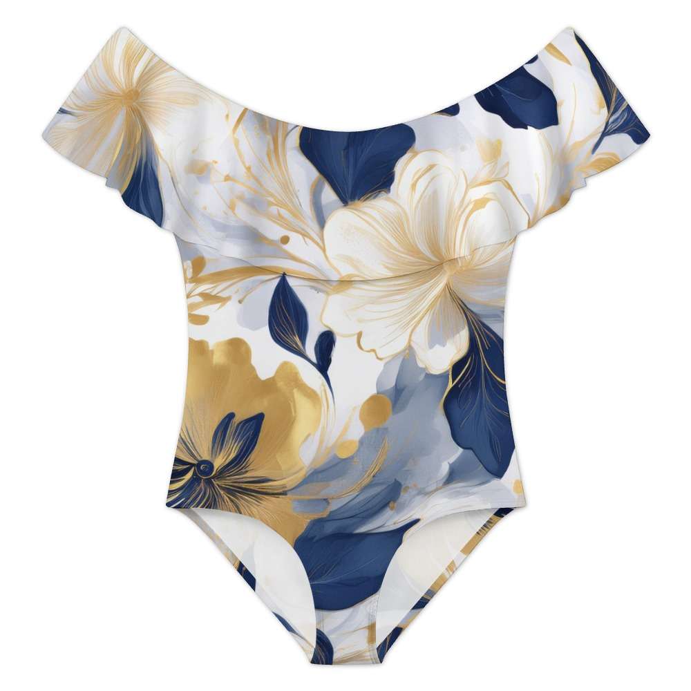Off-Shoulder One-Piece Swimsuit Inkedjoy