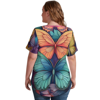 V Neck Short-sleeve Shirt Inkedjoy