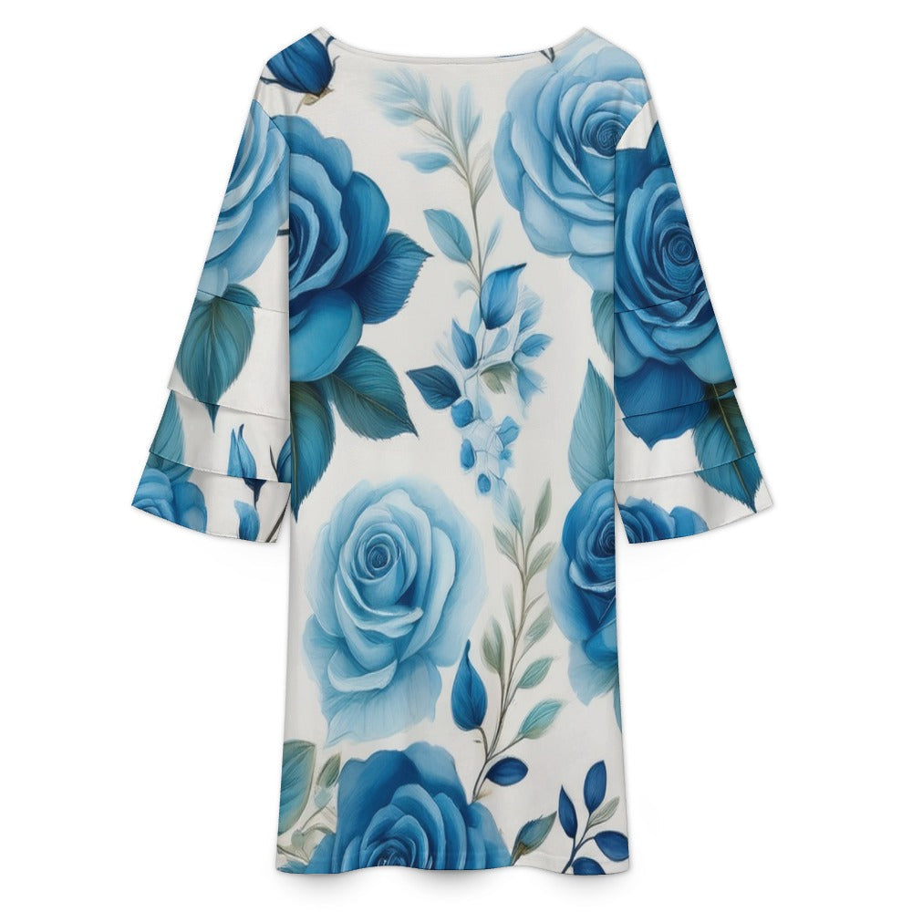 Lotus leaf sleeve dress Inkedjoy
