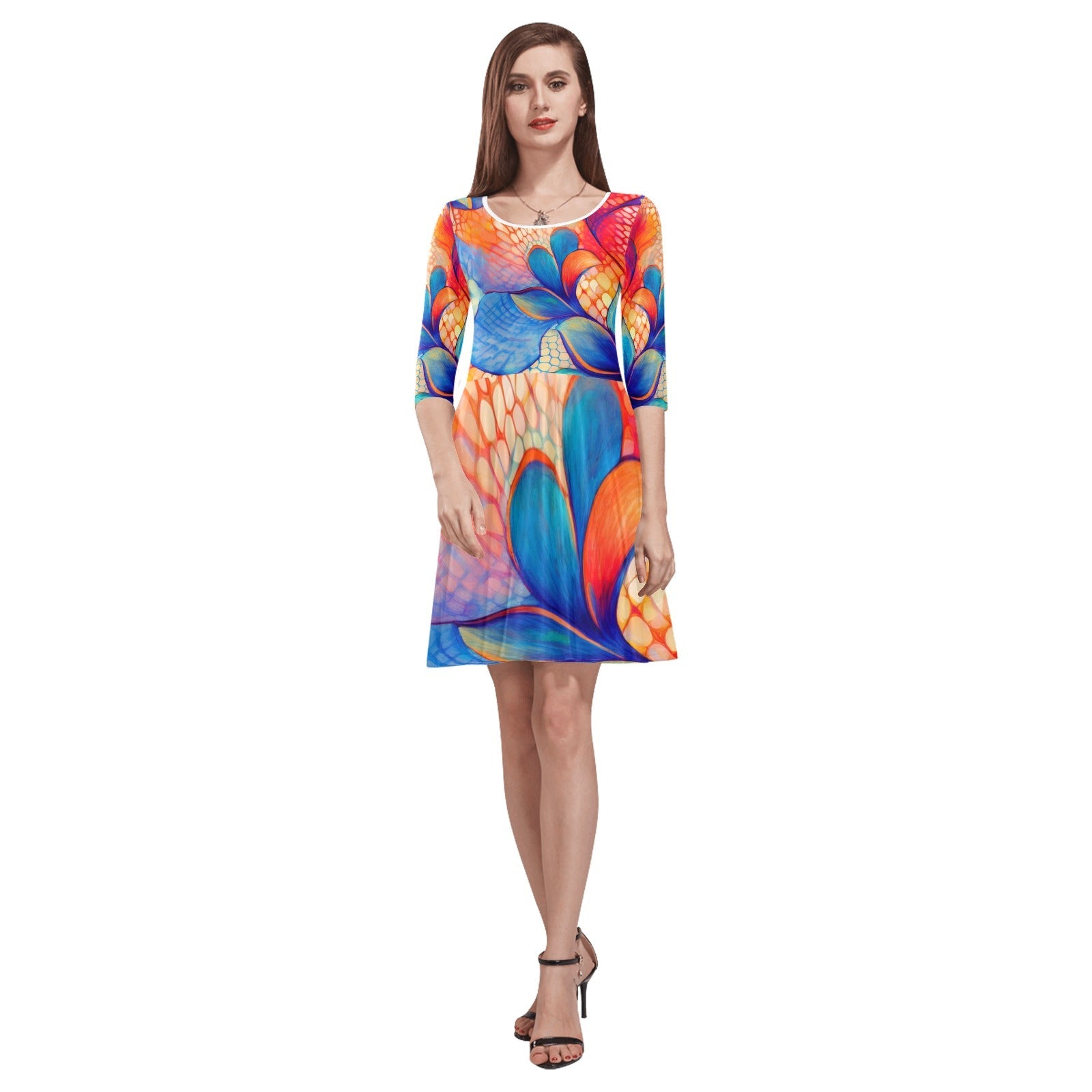 Half-Sleeve Skater Dress Inkedjoy