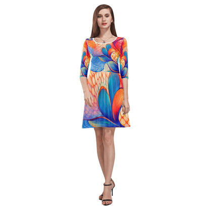 Half-Sleeve Skater Dress Inkedjoy