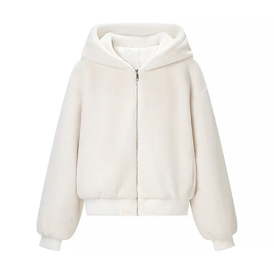 Double-sided Fur Hooded Jacket - London Look