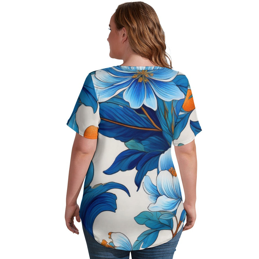 V Neck Short-sleeve Shirt Inkedjoy