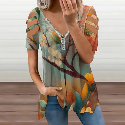 Zip Off Shoulder Top Inkedjoy