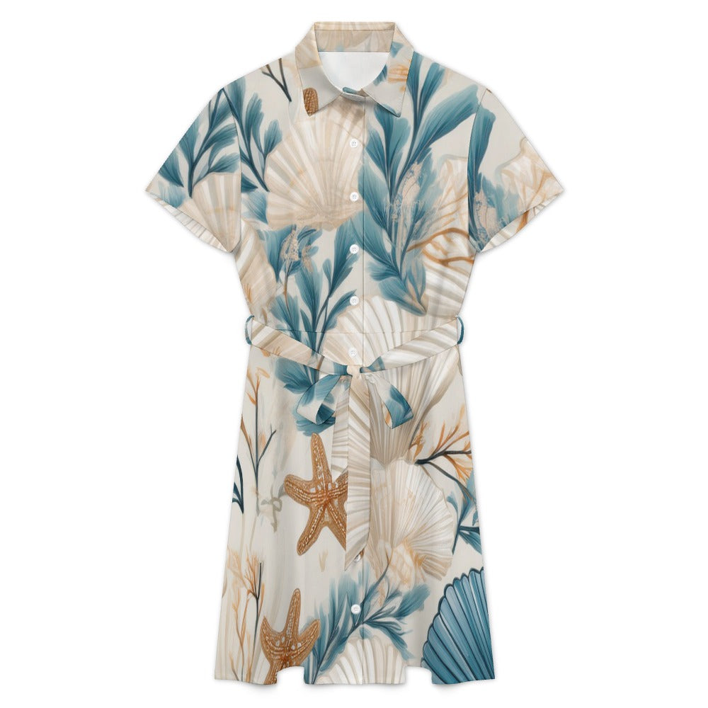 Short-sleeved collared dress Inkedjoy