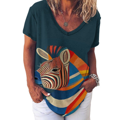 V Neck Short-sleeve Shirt Inkedjoy