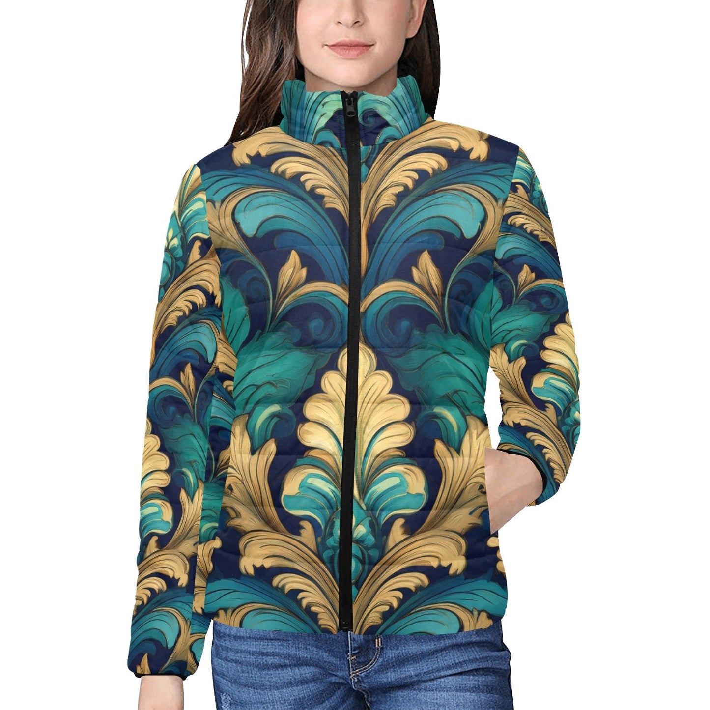Stand collar padded jacket Inkedjoy