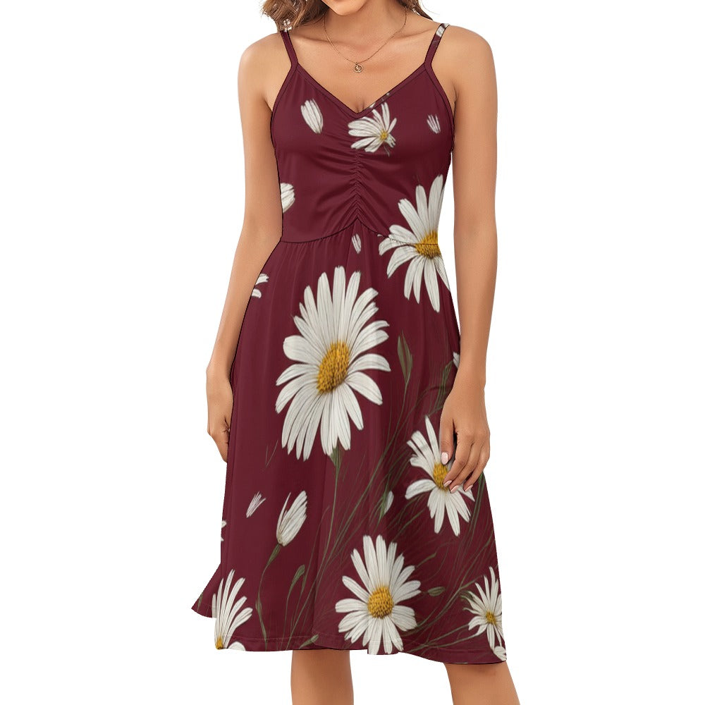 Daisy print Long suspender dress Inkedjoy