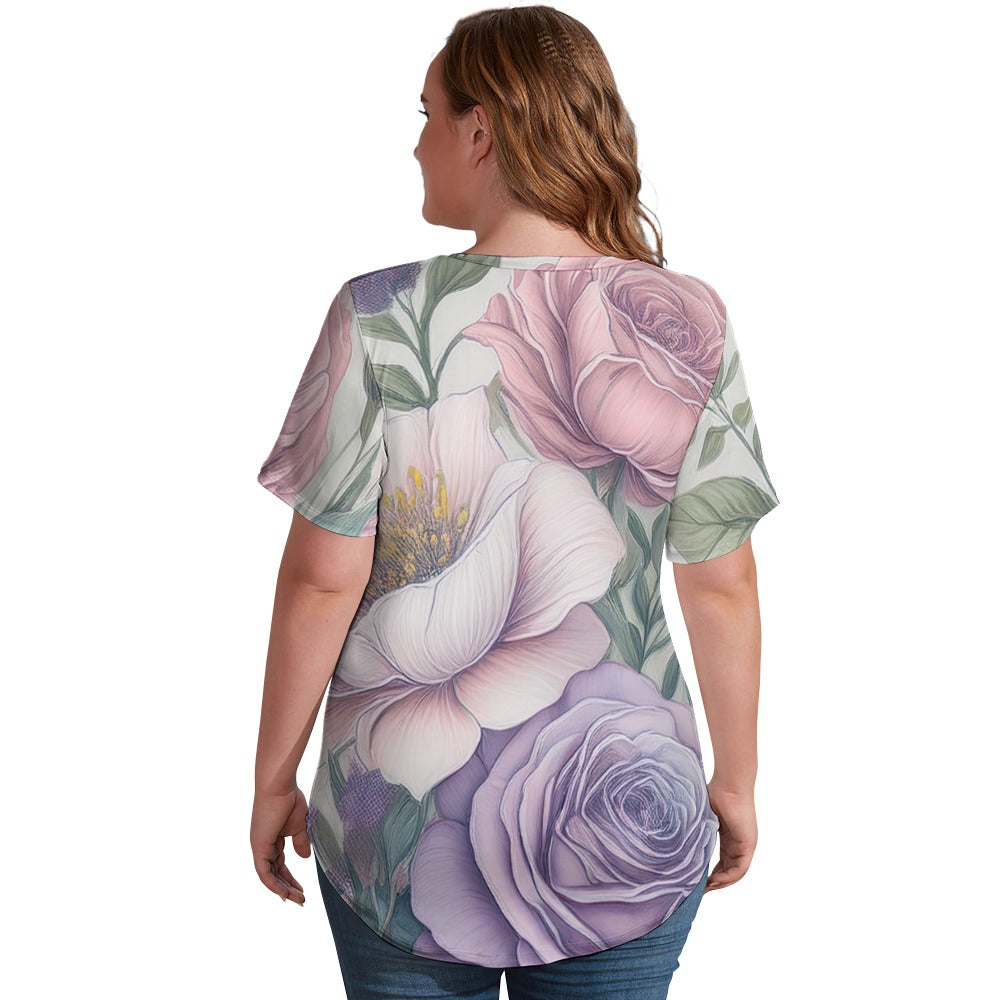 V Neck Short-sleeve Shirt Inkedjoy