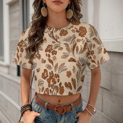 Crop Top Short-Sleeve T-Shirt Beige