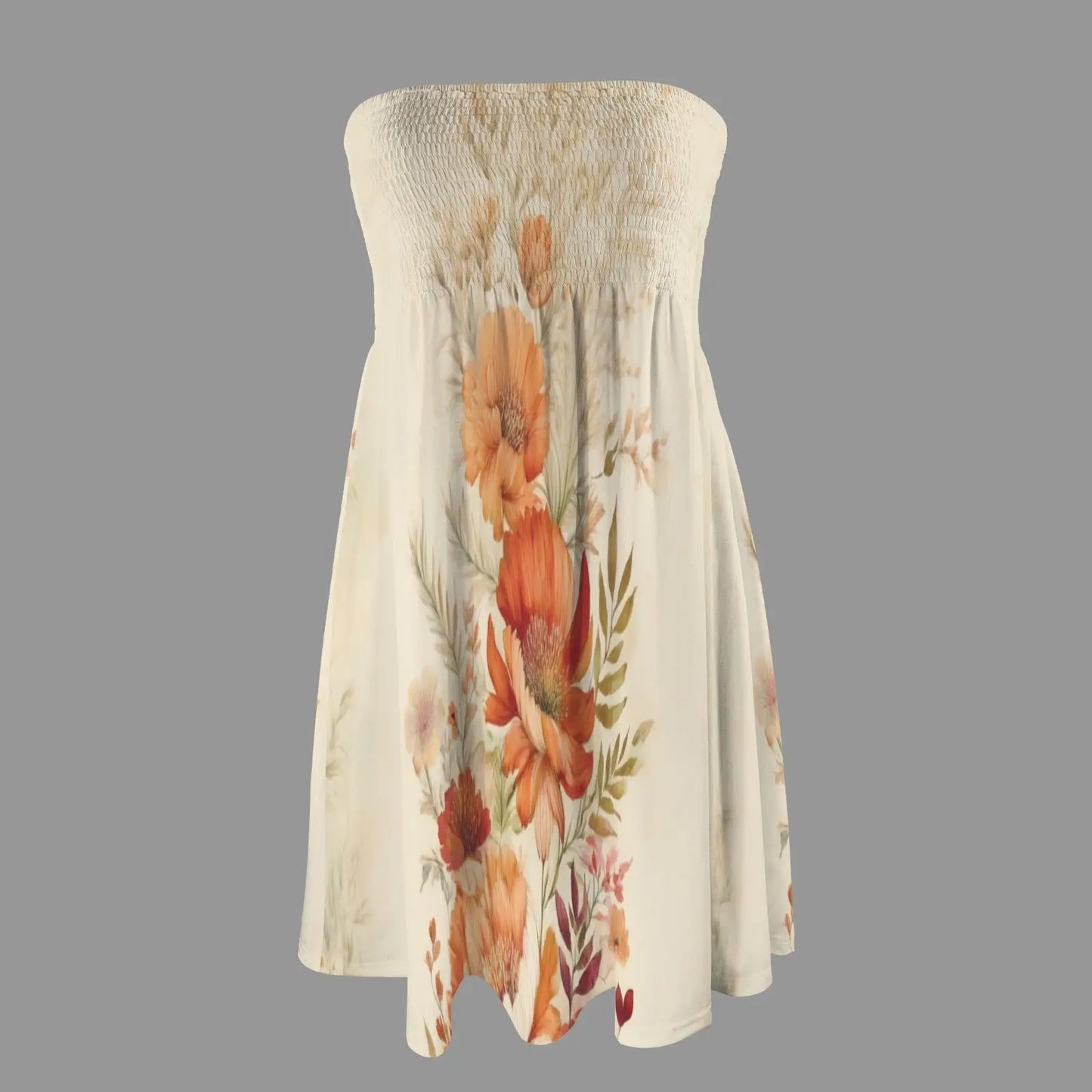 BEIGE FLORAL TUBE DRESS