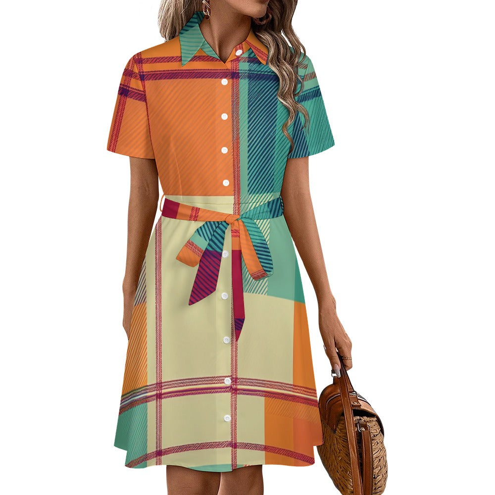 Short-sleeved collared dress