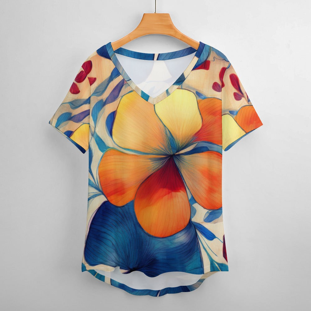 V Neck Short-sleeve Shirt Inkedjoy