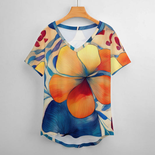 V Neck Short-sleeve Shirt Inkedjoy