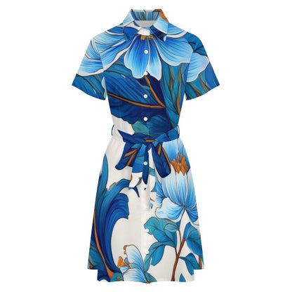 Short-sleeved collared dress Inkedjoy