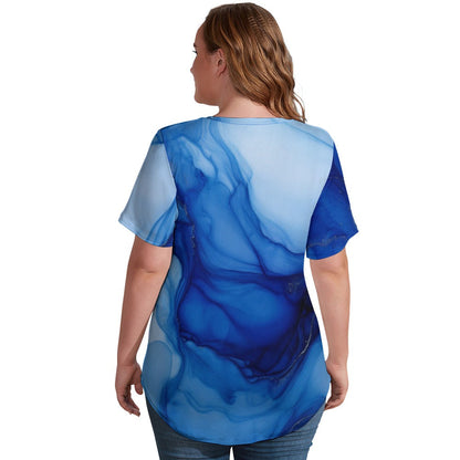 V Neck Short-sleeve Shirt Inkedjoy