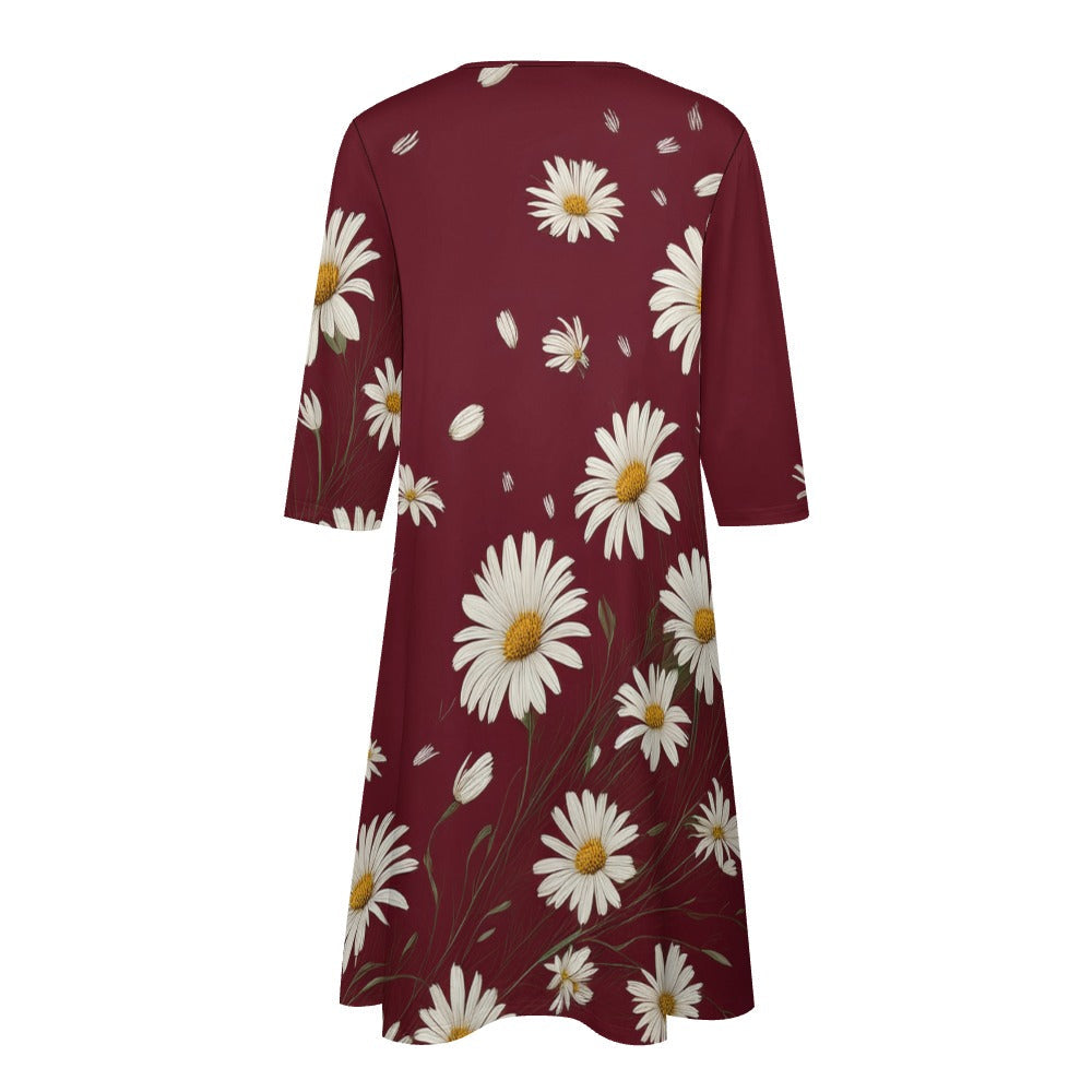 Daisy Print Dress Inkedjoy