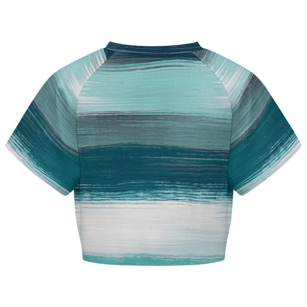 Crop Top Short-Sleeve T-Shirt with Stripes