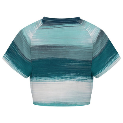 Crop Top Short-Sleeve T-Shirt with Stripes