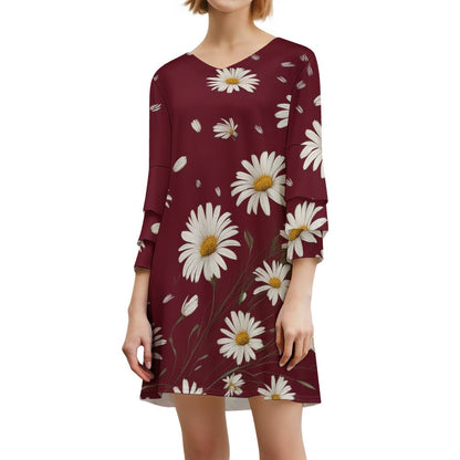 Lotus leaf sleeve dress Inkedjoy
