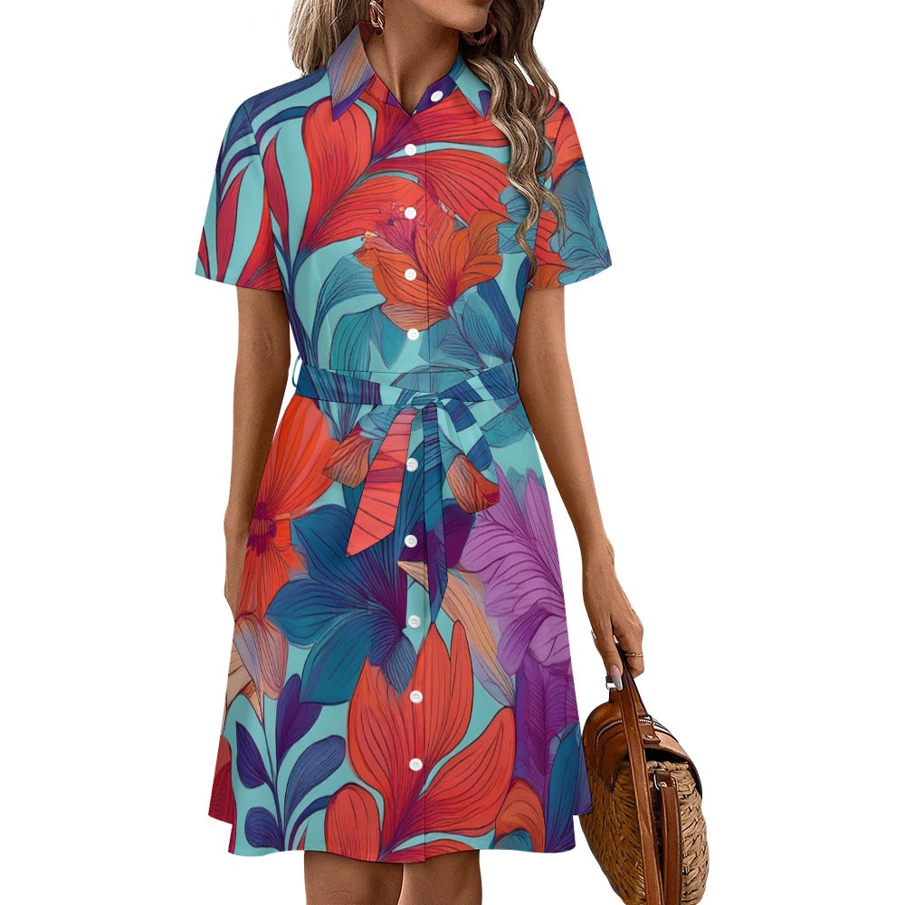 Short-sleeved collared dress