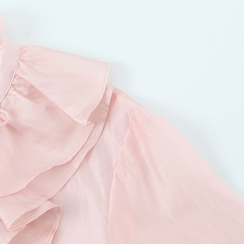 Light luxury palace style lotus leaf edge shirt