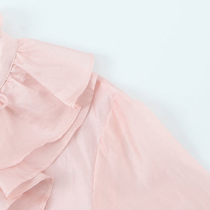 Light luxury palace style lotus leaf edge shirt