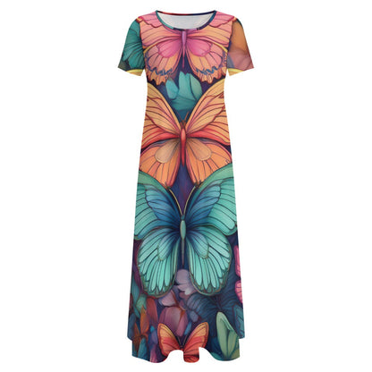 Butterfly Short Sleeve Dress Inkedjoy