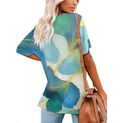 V Neck Short-sleeve Shirt Inkedjoy