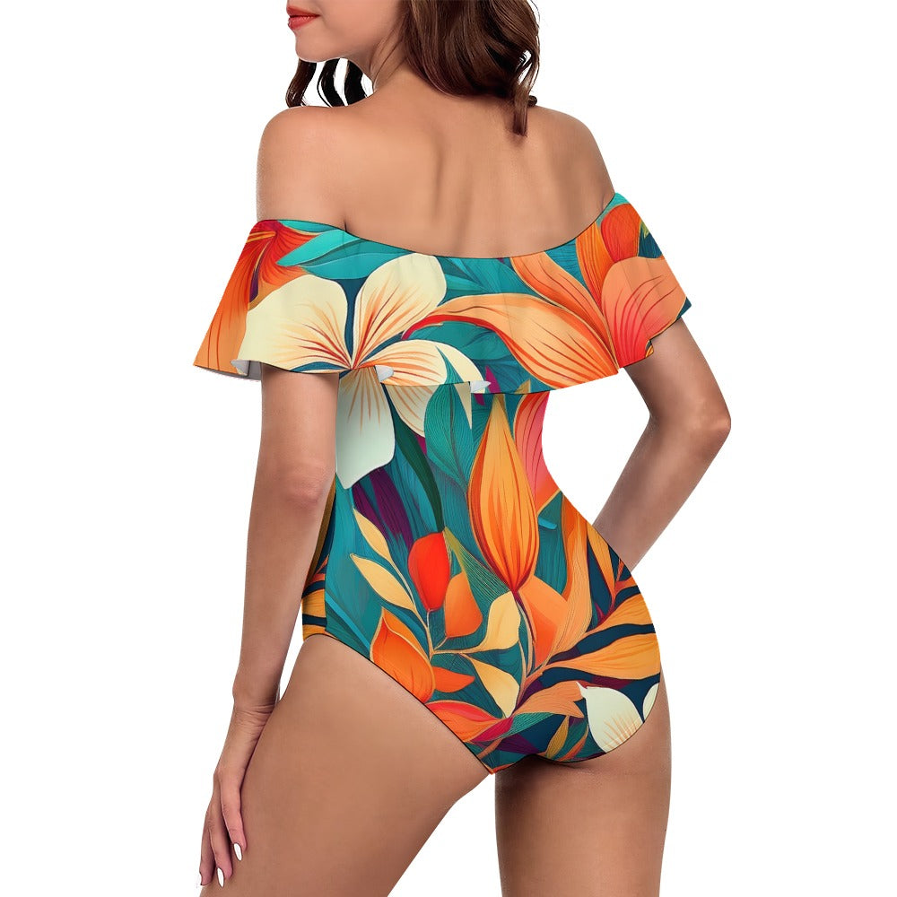 Off-Shoulder One-Piece Swimsuit