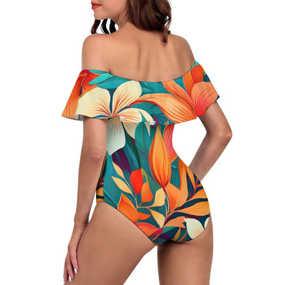 Off-Shoulder One-Piece Swimsuit