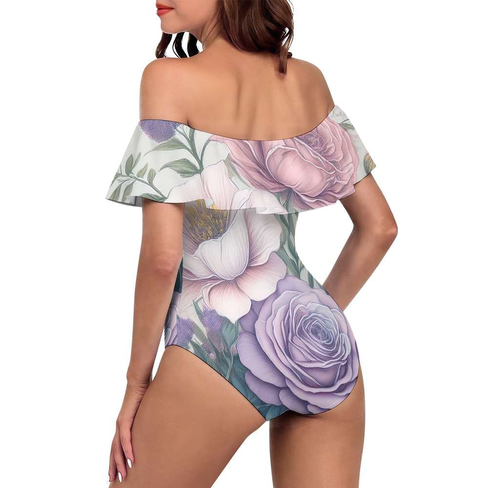 Off-Shoulder One-Piece Swimsuit Inkedjoy