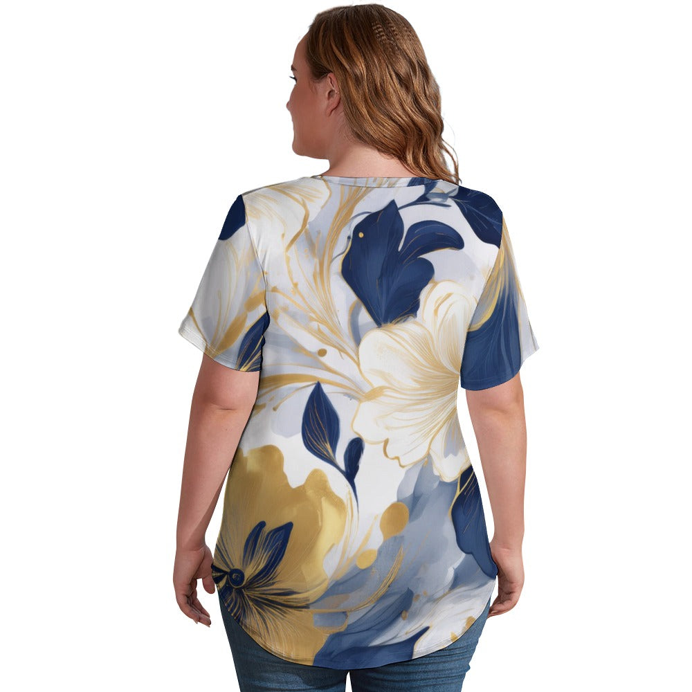 V Neck Short-sleeve Shirt Inkedjoy