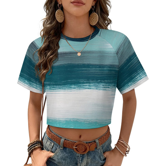 Crop Top Short-Sleeve T-Shirt with Stripes