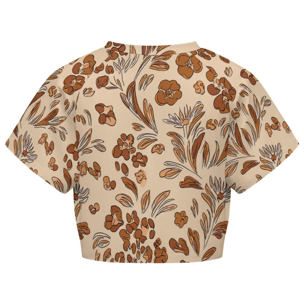Crop Top Short-Sleeve T-Shirt Beige